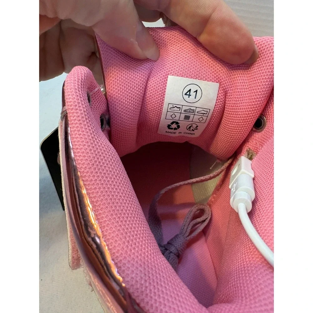 Aptesol Pink Metallic LED Light Up High Top Sneakers Womens‎ Size 10 EU 41 NWT